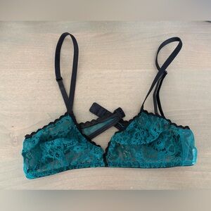 Laura Urbinati Triangle Bralette and matching underwear in Teal Green